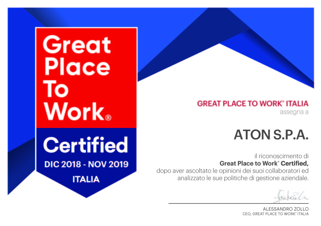 Attestato Certificazione Aton- Great Place To Work